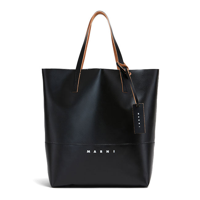 MARNI マルニ レザートートバッグ ブラック MARNI マルニ マルニタグ付き レザーハンドル トートバッグ SHMQ0037A1