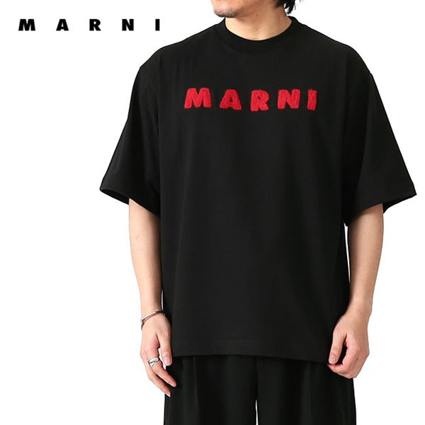 MARNI マルニ モヘアパッチ ロゴTシャツ HUMU0223S1 UTC406 黒