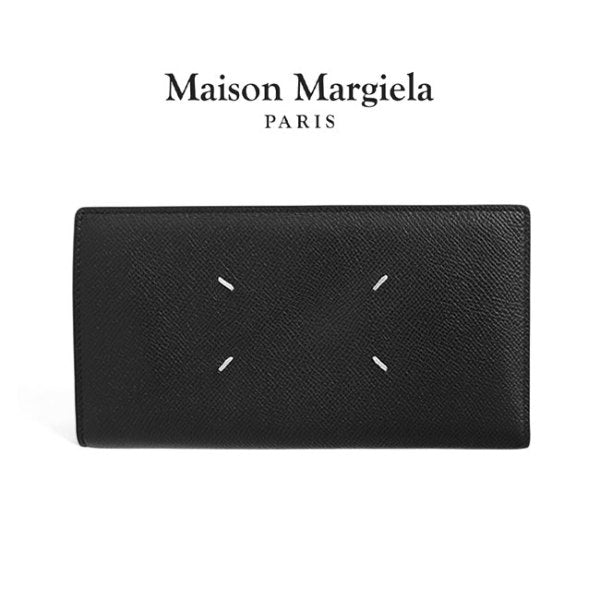 マルジェラ SA1UI0021 ステッチロゴ ラウンド長財布 黒 Maison Margiela メゾンマルジェラ 4ステッチ グレインレザー 長財布