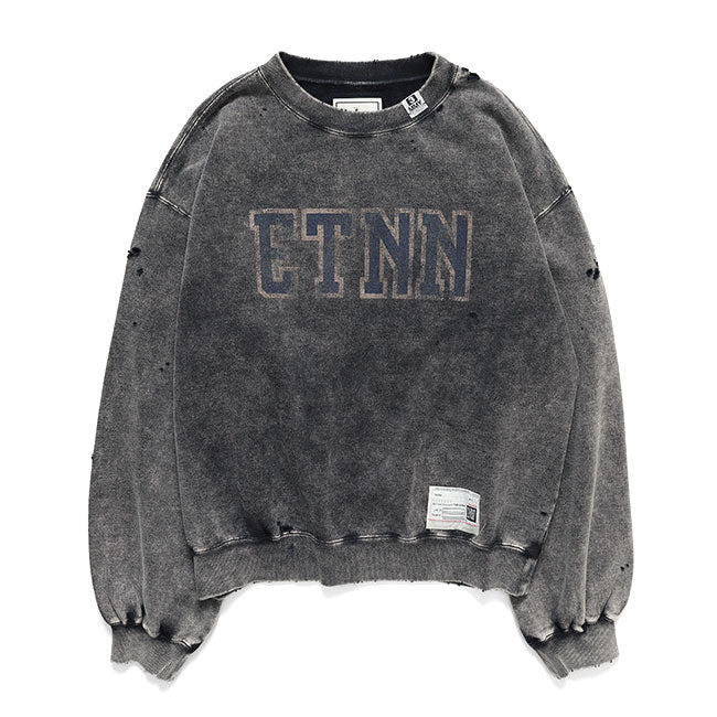 Maison MIHARA YASUHIRO BLEACHED COLLEGE PRINT SWEATSHIRT B17PO552