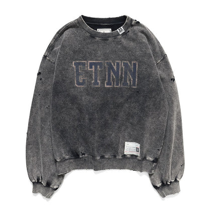 Maison MIHARA YASUHIRO BLEACHED COLLEGE PRINT SWEATSHIRT B17PO552