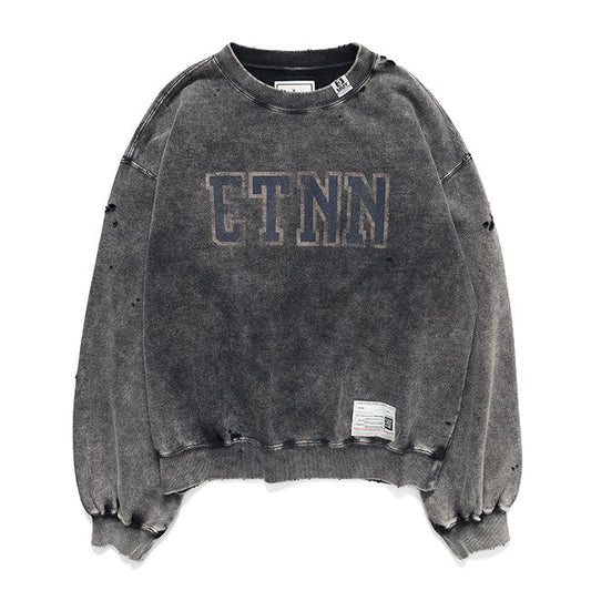Maison MIHARA YASUHIRO BLEACHED COLLEGE PRINT SWEATSHIRT B17PO552