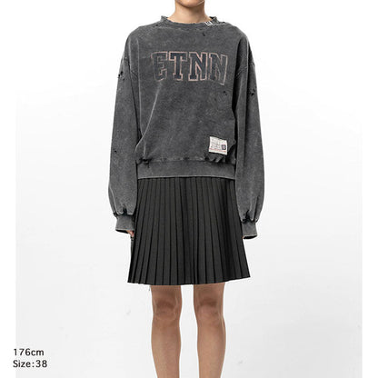 Maison MIHARA YASUHIRO BLEACHED COLLEGE PRINT SWEATSHIRT B17PO552