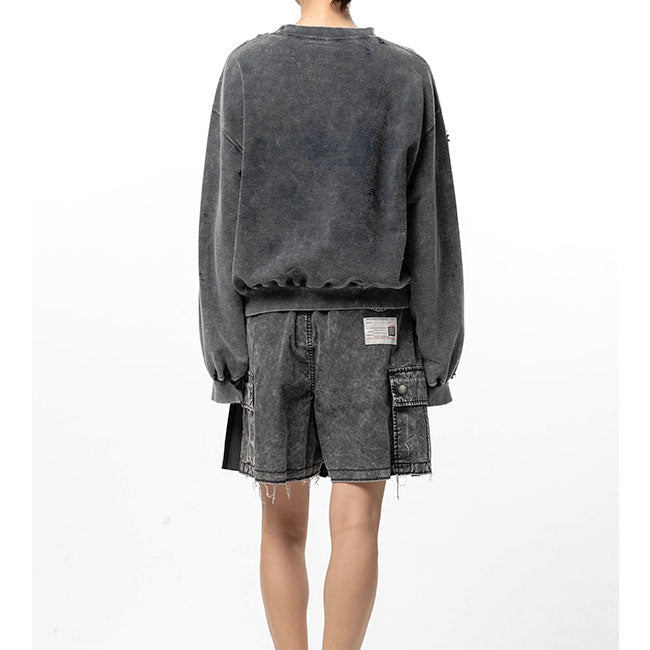 Maison MIHARA YASUHIRO BLEACHED COLLEGE PRINT SWEATSHIRT B17PO552