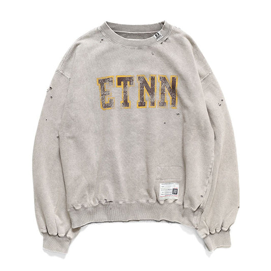 Maison MIHARA YASUHIRO BLEACHED COLLEGE PRINT SWEATSHIRT B17PO552