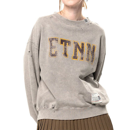 Maison MIHARA YASUHIRO BLEACHED COLLEGE PRINT SWEATSHIRT B17PO552