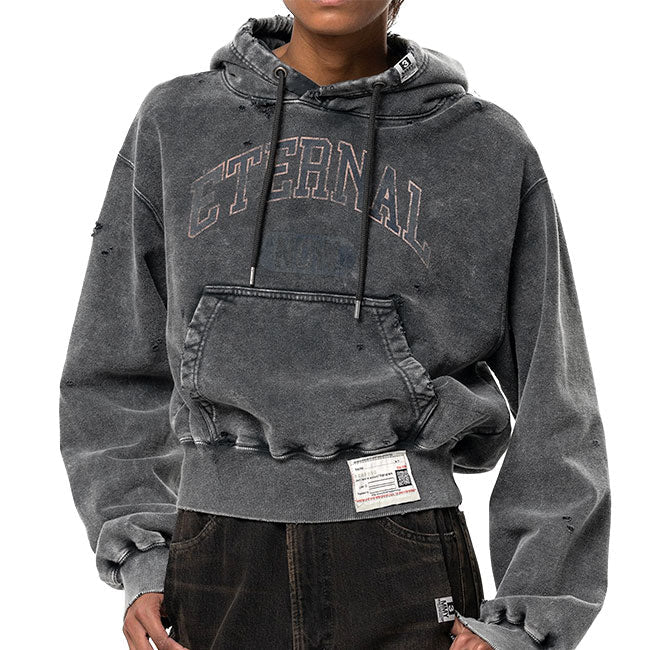 Maison MIHARA YASUHIRO BLEACHED COLLEGE PRINT HOODIE B17HD551