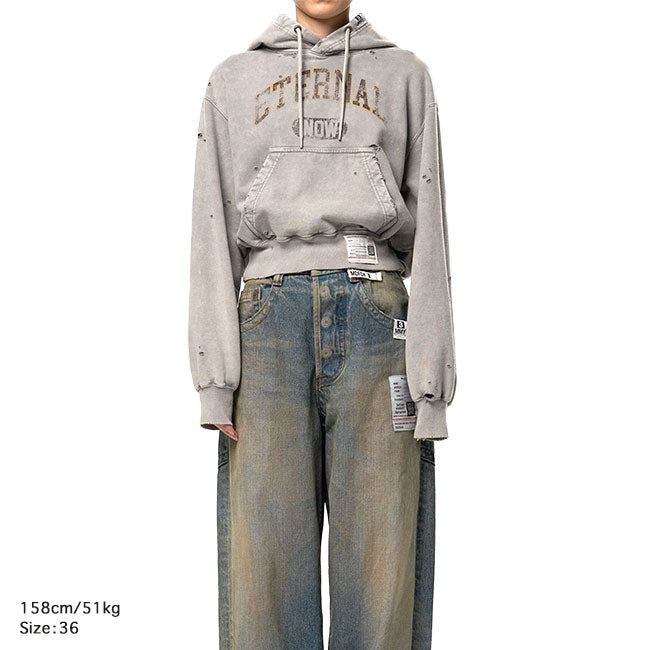 Maison MIHARA YASUHIRO BLEACHED COLLEGE PRINT HOODIE B17HD551
