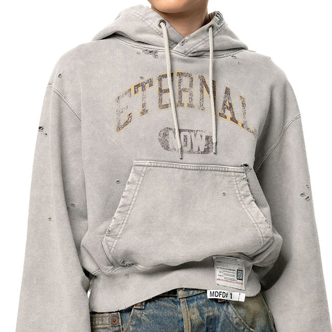 Maison MIHARA YASUHIRO BLEACHED COLLEGE PRINT HOODIE B17HD551