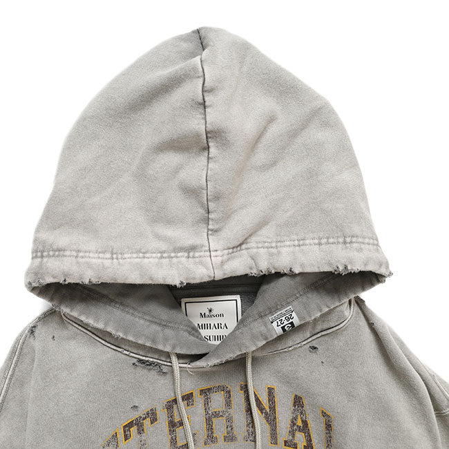 Maison MIHARA YASUHIRO BLEACHED COLLEGE PRINT HOODIE B17HD551