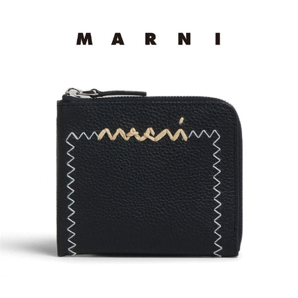 MARNI マルニ ロゴ刺繍 ジップアラウンド レザーウォレット PFMI0095Q2 P6533