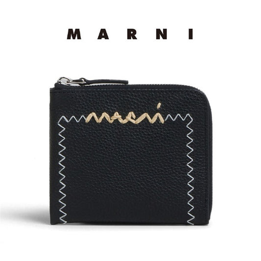 MARNI マルニ ロゴ刺繍 ジップアラウンド レザーウォレット PFMI0095Q2 P6533