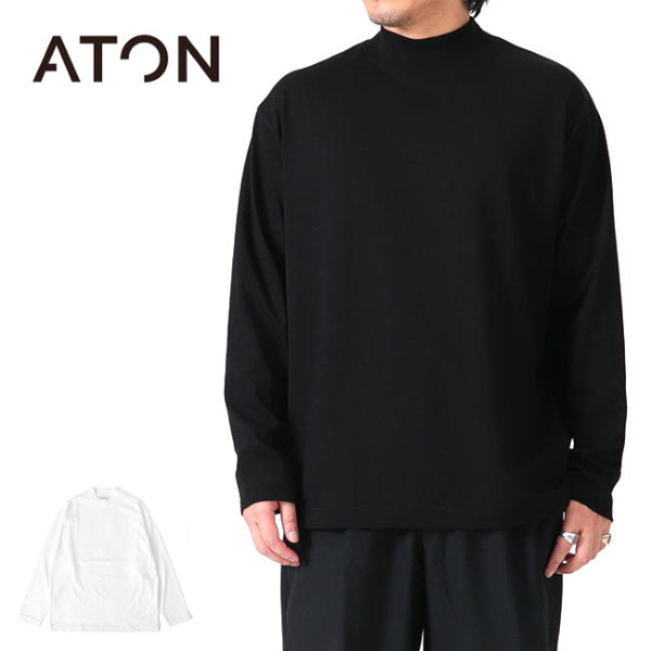 ATON エイトン スーピマコットン モックネック ロンT 0035 **