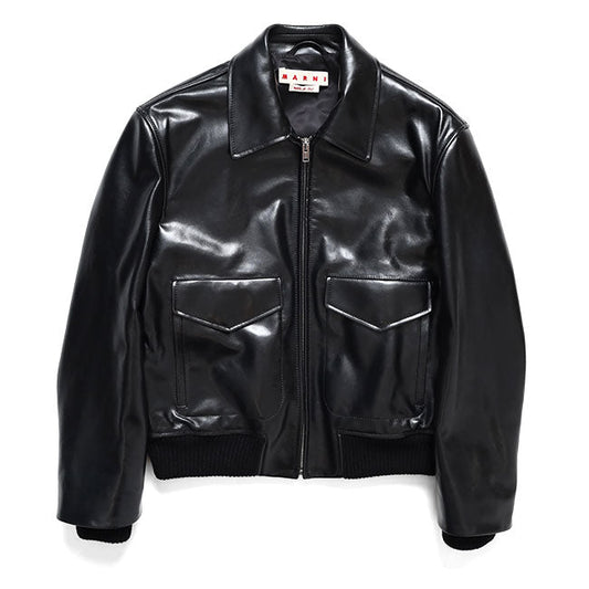 MARNI LEATHER FLIGHT JACKET JUMY0218LQ ULV895 00N99