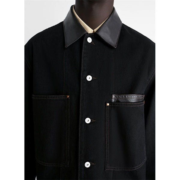 LEMAIRE ルメール 襟レザー デニムシャツ SH1261 LD1071