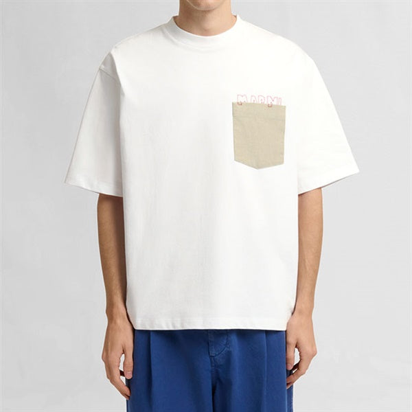 MARNI マルニ 胸ポケット ロゴ刺繍Tシャツ HUMU0352QS UTC406