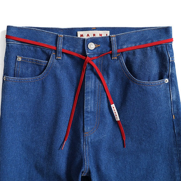 [SALE] MARNI マルニ レッドリボンベルト付き ローライズジーンズ PUJU0019A1 USCU83