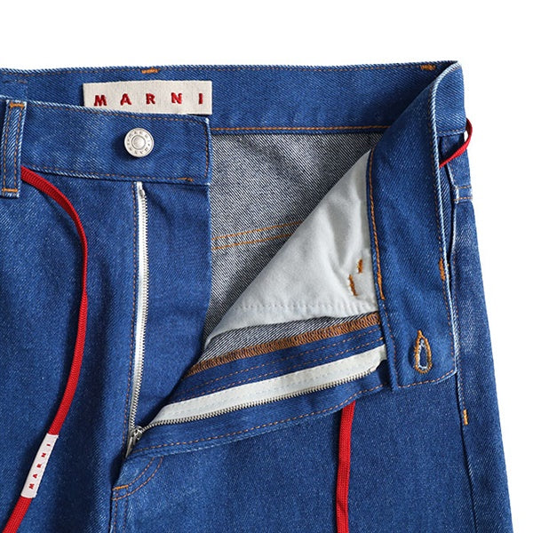 [SALE] MARNI マルニ レッドリボンベルト付き ローライズジーンズ PUJU0019A1 USCU83