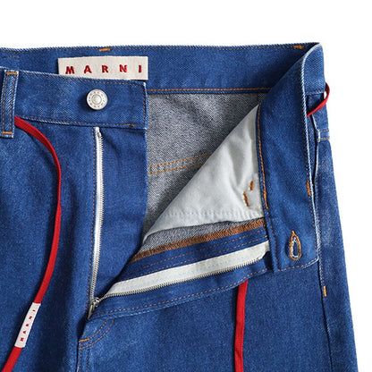 [SALE] MARNI マルニ レッドリボンベルト付き ローライズジーンズ PUJU0019A1 USCU83