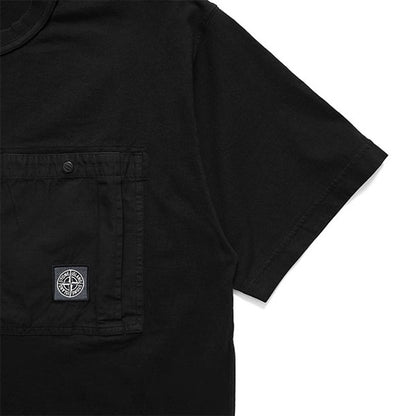 STONE ISLAND ストーンアイランド ガーメントダイ コンパスロゴ 胸ポケット Tシャツ 2100004