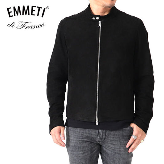 EMMETI × 干場義雅 エンメティ H UOMO CAMO アッカ ゴートスキンスエード シングルライダース レザージャケット