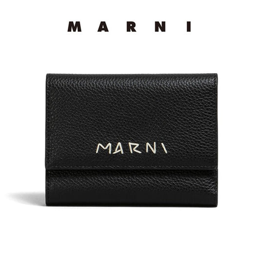 MARNI マルニ ロゴ刺繍 三つ折りレザーウォレット PFMI0105U0 P6533