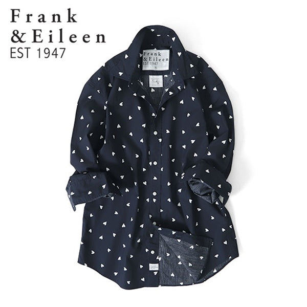 Frank&Eileen フランク&アイリーン FINBAR NWHT フィンバー ハート柄 イタリアンコットンシャツ 3620700007
