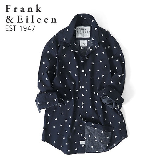 Frank&Eileen フランク&アイリーン FINBAR NWHT フィンバー ハート柄 イタリアンコットンシャツ 3620700007