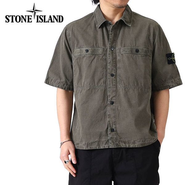 STONE ISLAND ストーンアイランド ブラッシュ加工 コットンキャンバスシャツ K1S151200029 S00WN