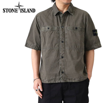 STONE ISLAND ストーンアイランド ブラッシュ加工 コットンキャンバスシャツ K1S151200029 S00WN