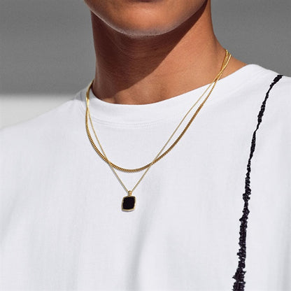 TOMWOOD トムウッド Cushion Pendant Onyx Gold 100363 **