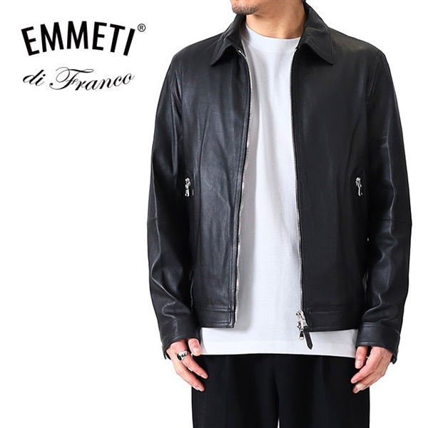 EMMETI エンメティ GIACOMO 襟付き シングル ライダースジャケット レザージャケット