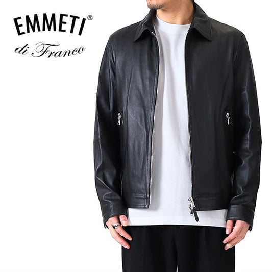EMMETI エンメティ GIACOMO 襟付き シングル ライダースジャケット レザージャケット