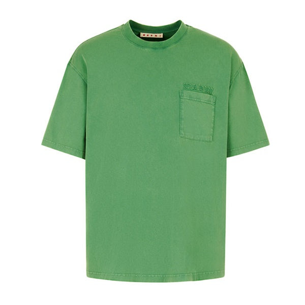 MARNI マルニ Marniパッチ ガーメントダイ 胸ポケット Tシャツ HUMU0358GX USCY94