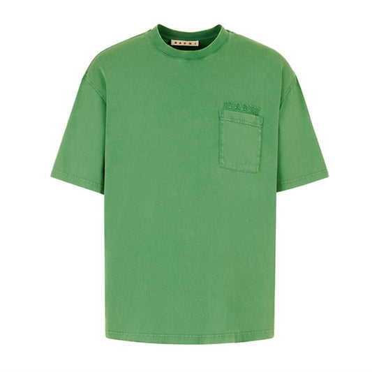 MARNI マルニ Marniパッチ ガーメントダイ 胸ポケット Tシャツ HUMU0358GX USCY94