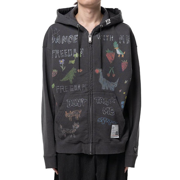 Maison MIHARA YASUHIRO メゾンミハラヤスヒロ キッズ ドゥードゥル プリント ジップアップ フーディー J16PK771