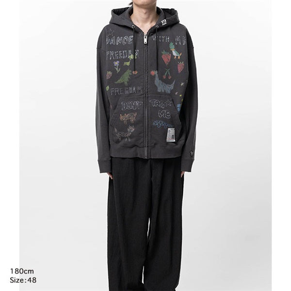 Maison MIHARA YASUHIRO メゾンミハラヤスヒロ キッズ ドゥードゥル プリント ジップアップ フーディー J16PK771