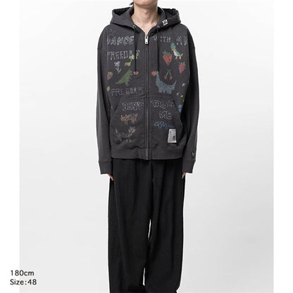 Maison MIHARA YASUHIRO メゾンミハラヤスヒロ キッズ ドゥードゥル プリント ジップアップ フーディー J16PK771