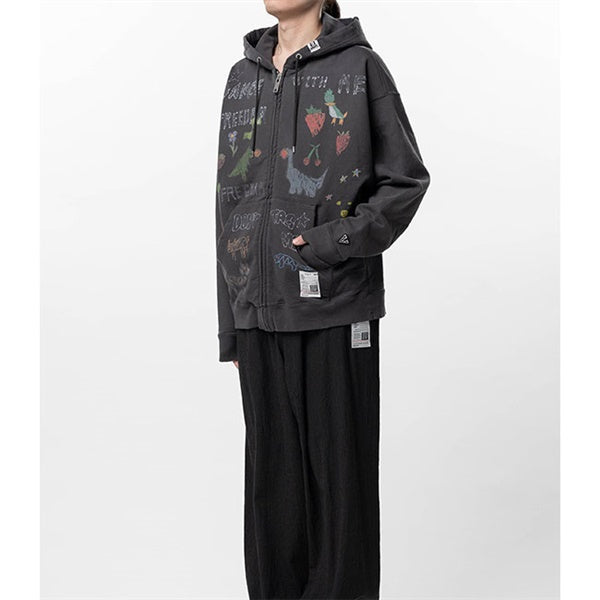 Maison MIHARA YASUHIRO メゾンミハラヤスヒロ キッズ ドゥードゥル プリント ジップアップ フーディー J16PK771
