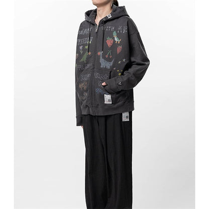 Maison MIHARA YASUHIRO メゾンミハラヤスヒロ キッズ ドゥードゥル プリント ジップアップ フーディー J16PK771