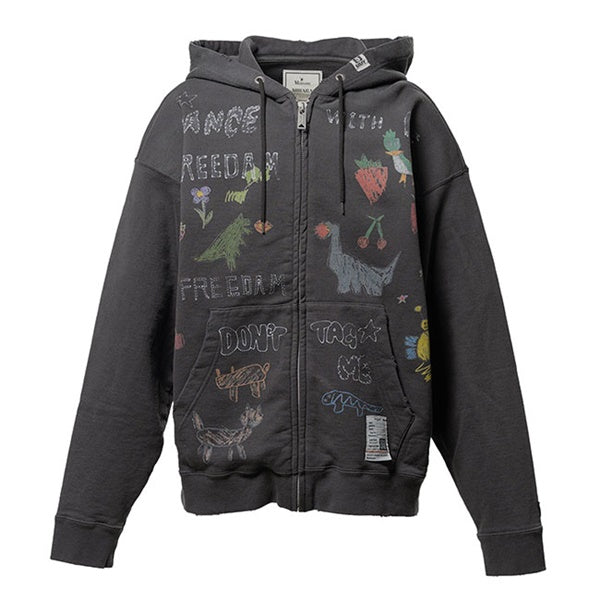 Maison MIHARA YASUHIRO メゾンミハラヤスヒロ キッズ ドゥードゥル プリント ジップアップ フーディー J16PK771