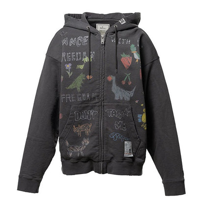 Maison MIHARA YASUHIRO メゾンミハラヤスヒロ キッズ ドゥードゥル プリント ジップアップ フーディー J16PK771