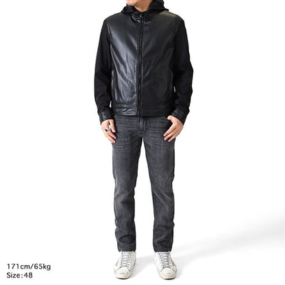 EMMETI エンメティ JURI HOODIE TECH ユリ フーディ テック フード付き レザージャケット