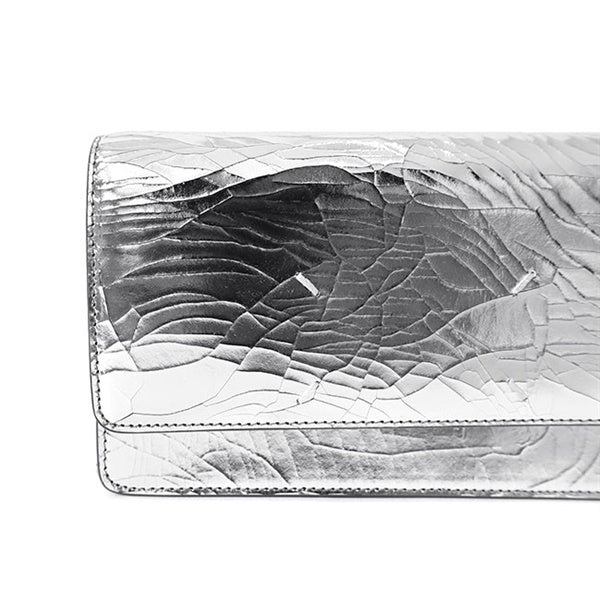 Maison Margiela メゾンマルジェラ ブロークンミラー チェーンウォレット SA3UI0018 P5016 シルバー 長財布 ショルダーポーチ ギフト プレゼント **