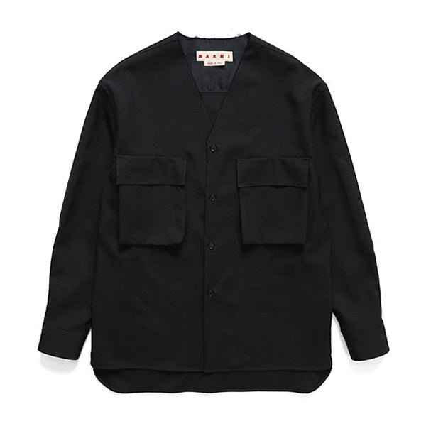 MARNI マルニ トロピカルウール ノーカラー Vネックシャツ CUMU0369A1 TW839 メンズ