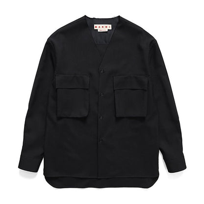 MARNI マルニ トロピカルウール ノーカラー Vネックシャツ CUMU0369A1 TW839 メンズ