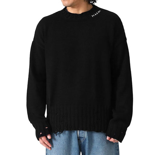 MARNI マルニ クルーネック ダメージ コットンニットセーター GCMG0210A0 UFC652