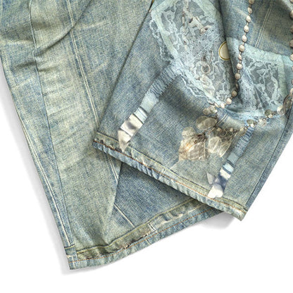 Acne Studios アクネストゥディオズ トロンプルイユプリント 2006 ワイドジーンズ FN-MN-TROU001129