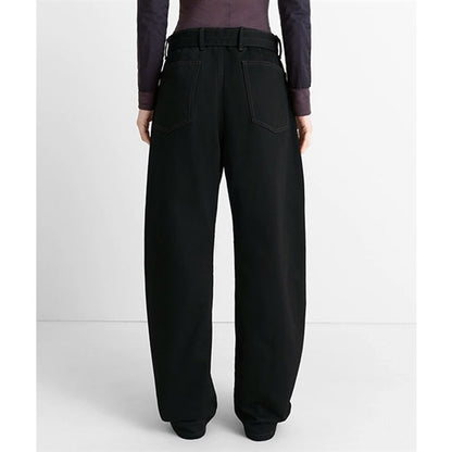 LEMAIRE ルメール ブラックデニム ツイスト ベルテッドパンツ PA326 LD1055