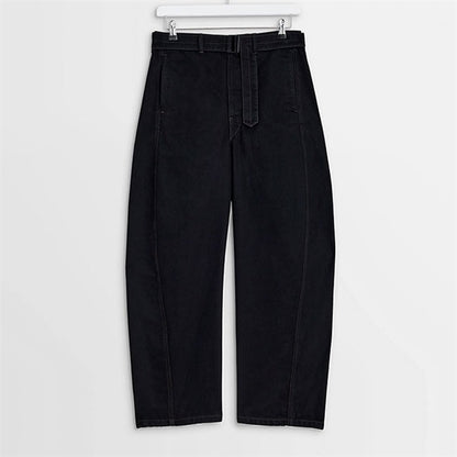 LEMAIRE ルメール ブラックデニム ツイスト ベルテッドパンツ PA326 LD1055